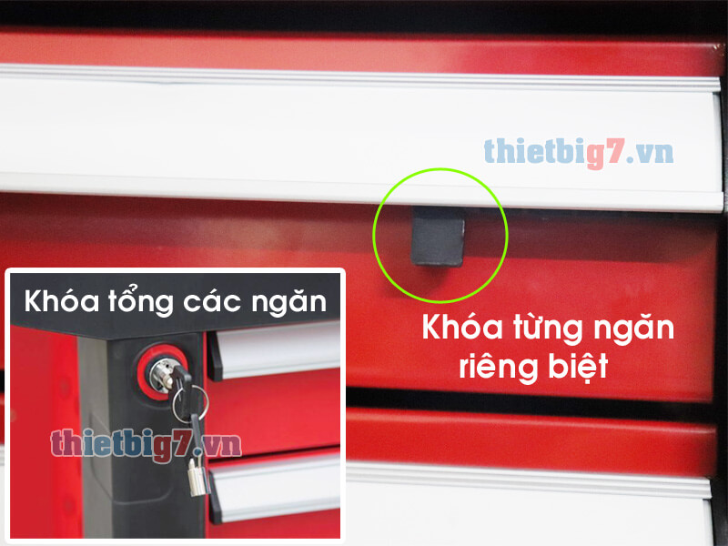 Tủ 7 ngăn TBR5807A-X thiết kế 1 khóa chính và các khóa an toàn từng ngăn kéo tu-dung-do-nghe-7-ngan-taron-TBR5807A-X_2_5