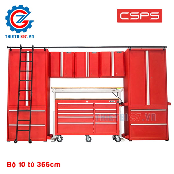 Bộ 10 Tủ Đựng Dụng Cụ CSPS 366cm – 2 màu đen/đỏ