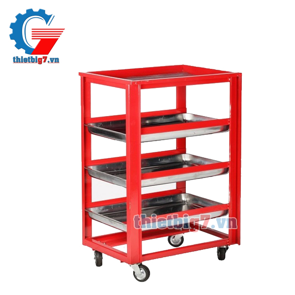 Xe đẩy đựng đồ nghề 3 máng inox Xe đẩy đựng đồ nghề 3 máng inox